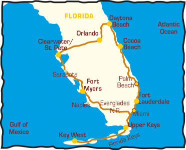 Tourverlauf Florida: The Sunshine State - US BIKE TRAVEL