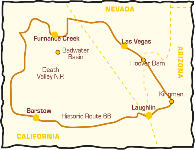 Tourverlauf XS - Death Valley & Route 66 Kurztour - US BIKE TRAVEL