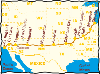 Tourverlauf Semi-Guided: Route 66 von Los Angeles nach Chicago - US BIKE TRAVEL