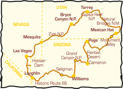 Tourverlauf Best of Wild West - US BIKE TRAVEL
