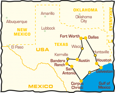 Tourverlauf - Texas Sampler - US BIKE TRAVEL