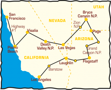 Tourverlauf - Selfdrive Let's Go West - US BIKE TRAVEL