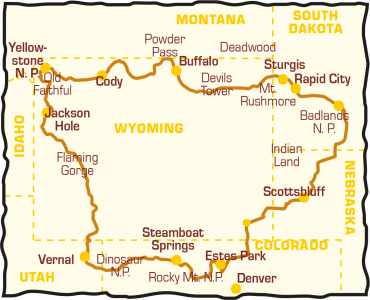 Tourverlauf Rockies, Black Hills & Badlands - US BIKE TRAVEL